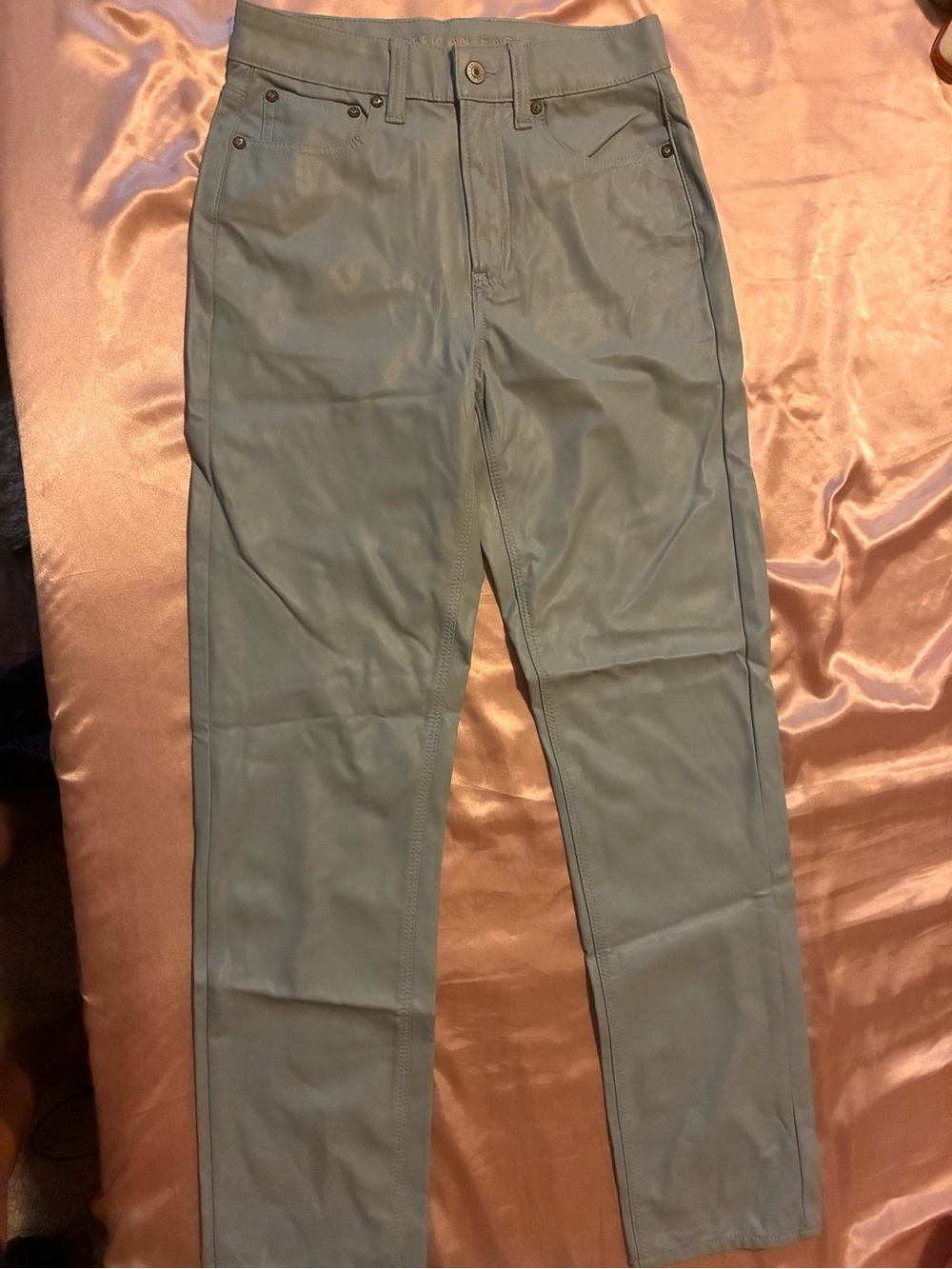 American Eagle Outfitters Faux leather High-Rise Slim Straight Jeans